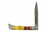 Pocket Knife With Mookaite Jasper Inlays & Matching Base #327599-2